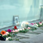 A makeshift memorial outside the Alexander McQueen 14th Street New York City store. 

Fashion designer Alexander McQueen was found dead in his London home on 12 February, having taken his own life. His death came just days after his beloved mother, Joyce, passed away. 

(AP Photo/Jennifer Graylock)
