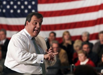 Gov Chris Christie speaking in West Deptford, NJ during a town hall meeting