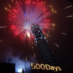 Fireworks mark the beginning of the 500-day countdown to the Olympic Games at the BT Tower in London. Pic: Sean Dempsey/PA Images.