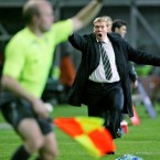 Republic of Ireland manager Steve Staunton reacts during the UEFA European Championship Qualifying match at Croke Park, Dublin in 2007.