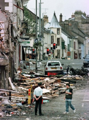 The scene of devastation in Omagh following the bombing in 1998.