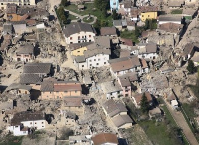 hoto released by the Italian Guardia Forestale (Forestry Police Force) showing an aerial view of the destruction in the city of L'Aquila, central Italy, Monday, April 6, 2009.