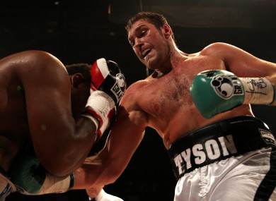 Tyson Fury (right) in action against Dereck Chisora during the British Heavyweight Title fight.