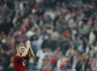 Bastian Schweinsteiger offers a round of applause. How much could he see from down there?