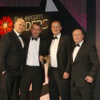 The winner of the Listings category at the Eircom Spider Awards 2011 is Prosperity

Photographed at the Convention Centre Dublin L/R Dara Ó Briain, Jim Murry, Gary Mullan and Don Farrell from Circulator