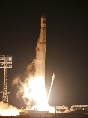 The Zenit-2SB rocket, carrying the Phobos-Grunt craft, blasts off from its launch pad at the cosmodrome in Baikonur, Kazakhstan, overnight.