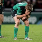 Connacht's Niall O'Connor dejected at the final whistle as his side loses to Gloucester in the Heineken Cup. 
