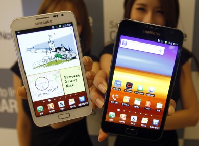 A Samsung phone with Google's Android operating software