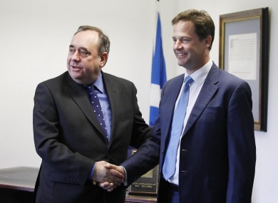 Clegg and Salmond in June of last year (File photo)