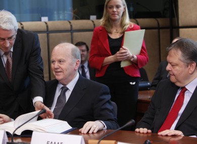Michael Noonan with his Greek counterpart Evangelos Venizelos at a previous summit last year.
