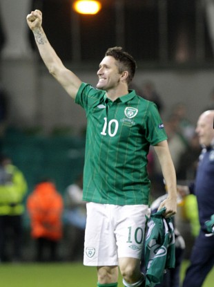 Keane celebrating Ireland's qualification to Euro 2012.