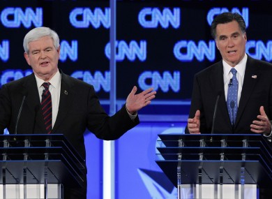 Gingrich (L) and Romney clashed on a number of issues last night
