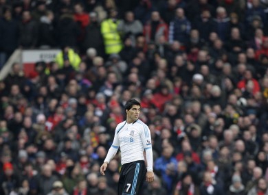 Luis Suarez at Old Trafford on Saturday.