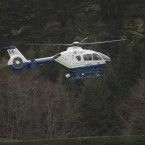 A Garda Helicopter lands at the scene at Ravensdale Park near Dundalk (Photo: Niall Carson/PA Wire)