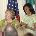 First lady Michelle Obama and Fionnuala Kenny listen as their spouses speak (AP Photo/Susan Walsh)