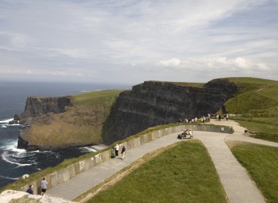 Visitors at the Cliffs of Moher in County Clare