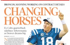 The front page of today’s Denver Post is almost entirely Peyton Manning