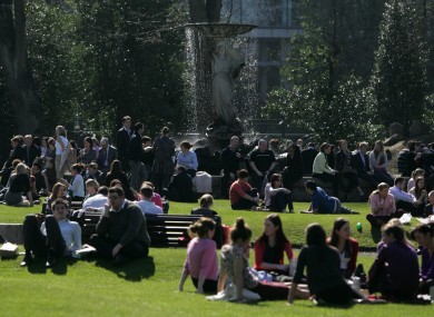 Office workers enjoying the sun at the Iveagh Gardens
