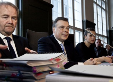 Haarde, centre, sitting in a Reykjavik courtroom last month.