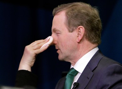 Enda Kenny has make-up applied before a TV appearance in New York last month. The Department of the Taoiseach hasn't spent any cash on make-up for Kenny since he took office.