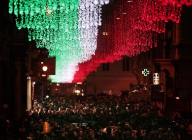 Lights on Rome's Vida Del Corso in December 2011.