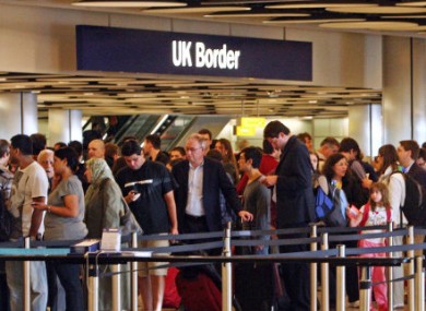 File photo of queues at border control in Heathrow Airport.