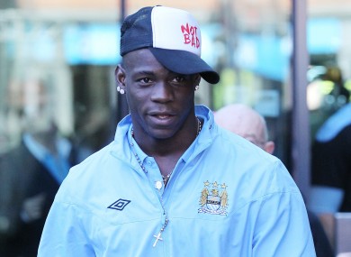 Manchester City's Mario Balotelli leaving his hotel on Monday morning.