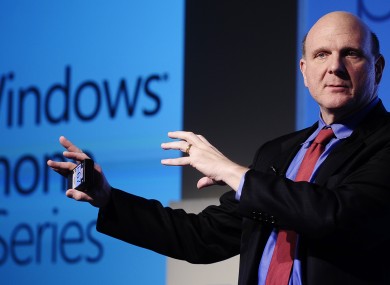 Microsoft CEO Steve Ballmer launches the firm's Windows Phone 7 in 2010