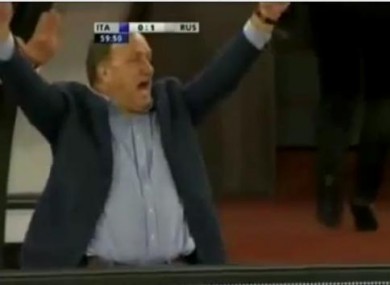 Dick Advocaat celebrates his side's second goal.