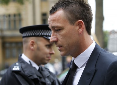 John Terry arrives at Westminster Magistrates Courts in London today.