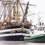 The largest of the Tall Ships, Amerigo Vespucci, passes the East Link Bridge as it arrived into Dublin as part of the Tall Ships Festival.The Festival takes place around the Dublin Docklands running until the 26th August.
Photo:Leon Farrell/Photocall Ireland.