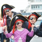 Joran Kenny, 12, Megan Kenny, 5, and Jake Kenny, 7, from Dundalk, Co Louth look the part at the Tall Ships Festival in Dublin. (Sasko Lazarov/Photocall Ireland)
