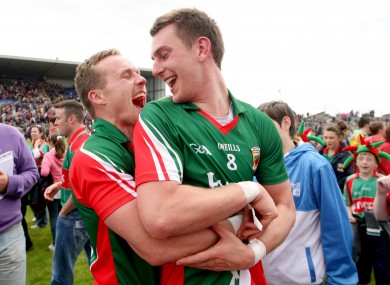 Andy and Barry Moran celebrate after Mayo's Connacht final triumph.