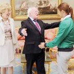 A warm welcome for Katie. Photo: Laura Hutton/Photocall Ireland