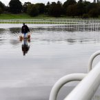 York Racecouses. The River Ouse has now peaked only inches below the previous record levels following the torrential rainfalls of the past few days. Image: John Giles/PA Wire.