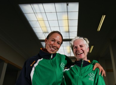 Cyclists Catherine Walsh (right) and pilot Fran Meehan (left).