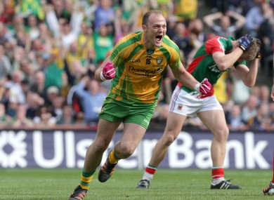 Colm McFadden celebrates Donegal's second goal.