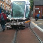 The front of the damaged Luas cab. Photo: Jonathon Edgely