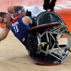 GB's Aaron Phipps and France's Eric Meurisse during the Wheelchair Rugby at the Paralympics. Chris Radburn/PA Wire/Press Association Images
