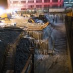 Sea water floods the Ground Zero construction site on Monday in New York. Sandy continued on its path Monday, as the storm forced the shutdown of mass transit, schools and financial markets, sending coastal residents fleeing, and threatening a dangerous mix of high winds and soaking rain. (AP Photo/ John Minchillo)