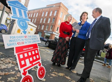 NYCI director Mary Cunningham, Senator Jillian van Turnhout and NCYI president James O'Leary pictured at the launch of the report yesterday.