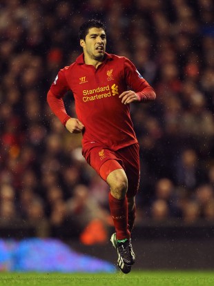 Luis Suarez in action yesterday.