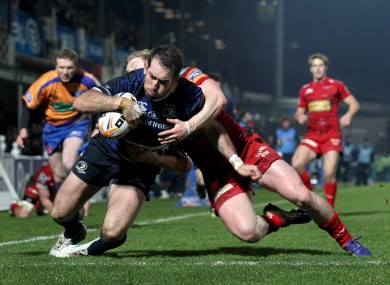 Good man Andrew: The Kiwi dives over.