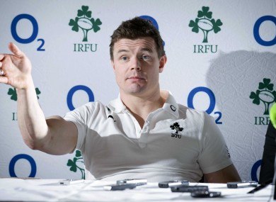Brian O'Driscoll at today's media briefing at Carton House.