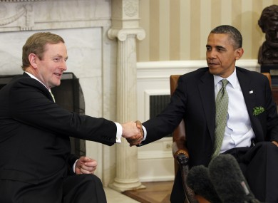 Taoiseach Enda Kenny shakes hands with US President Barack Obama in the White House last March