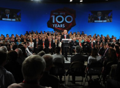 Tánaiste Eamon Gilmore addressing the Labour Party conference in Galway last year