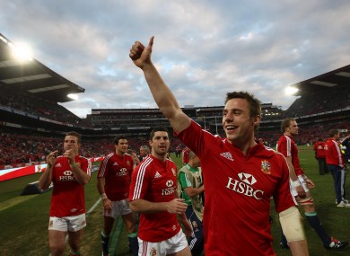 Bowe salutes the crowd during the 2009 Lions Tour.