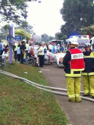 Emergency services at the scene of the fire in November 2011