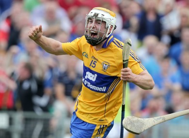 Clare's Conor McGrath celebrates scoring a goal.