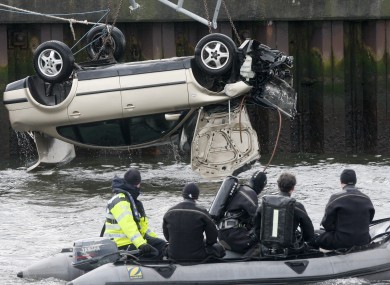 The car is removed from the water at Arklow quays